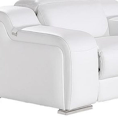 Three Piece White Leather Six Person Seating Set