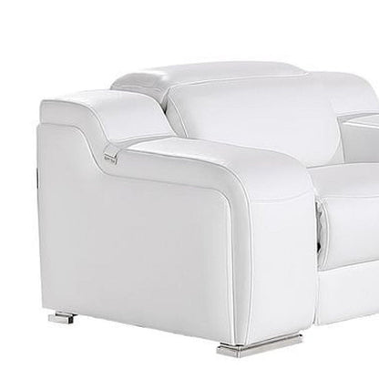 Three Piece White Leather Six Person Seating Set
