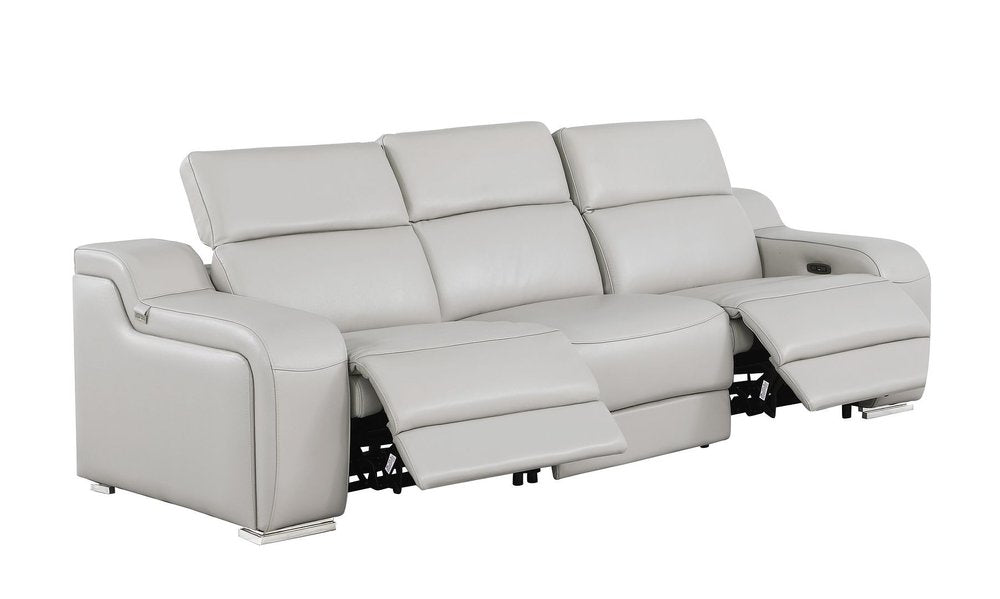 Three Piece Light Gray Leather Six Person Seating Set — view 5