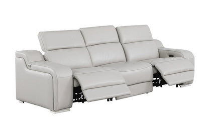 Three Piece Light Gray Leather Six Person Seating Set