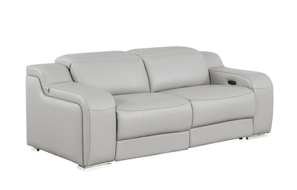 Three Piece Light Gray Leather Six Person Seating Set