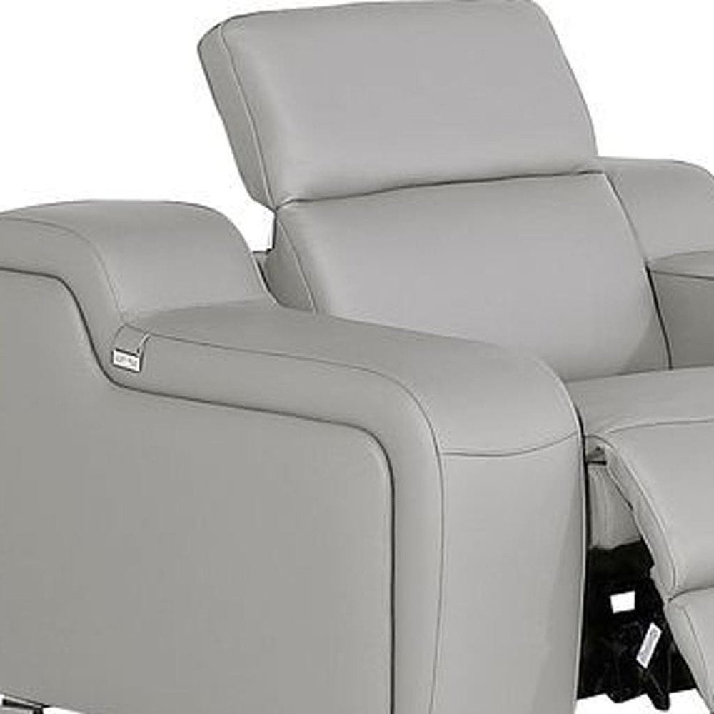 Three Piece Light Gray Leather Six Person Seating Set — view 9