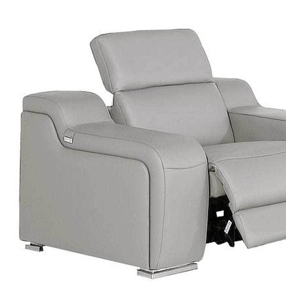 Three Piece Light Gray Leather Six Person Seating Set — view 10
