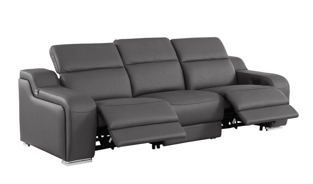 Three Piece Dark Gray Leather Six Person Seating Set — view 6