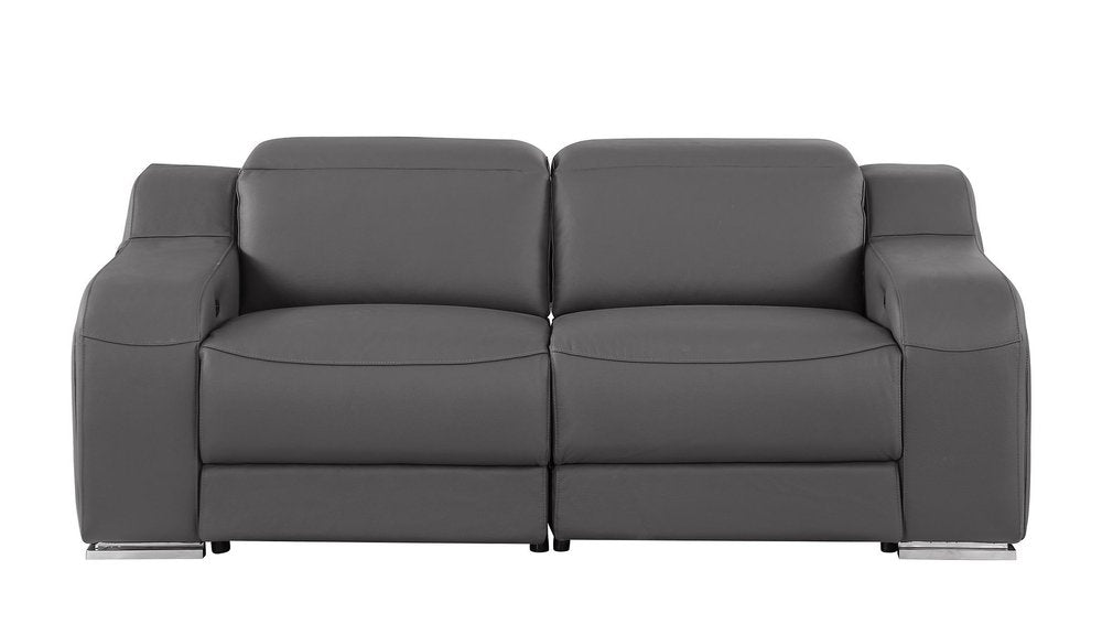 Three Piece Dark Gray Leather Six Person Seating Set — view 7