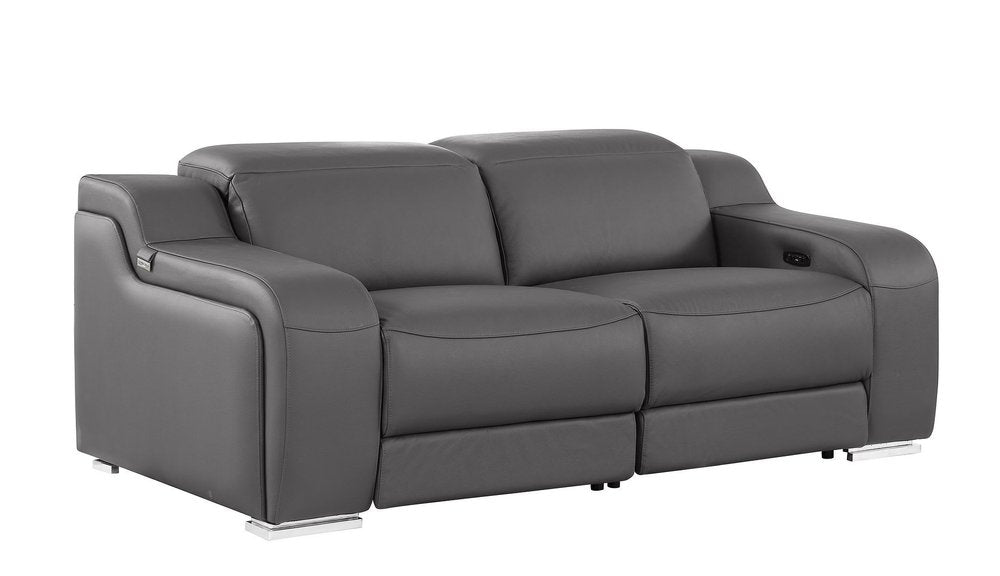 Three Piece Dark Gray Leather Six Person Seating Set — view 8