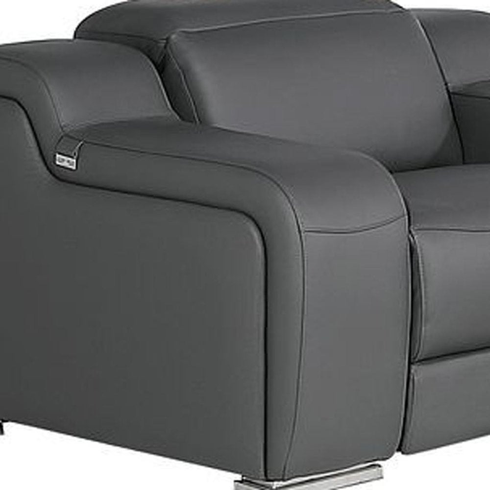 Three Piece Dark Gray Leather Six Person Seating Set — view 10
