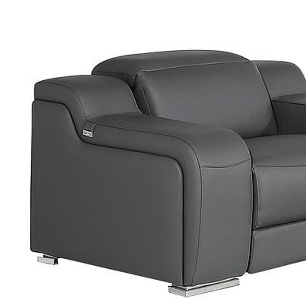 Three Piece Dark Gray Leather Six Person Seating Set — view 11
