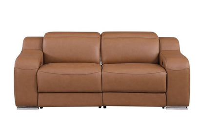 Three Piece Chestnut Leather Five Person Seating Set