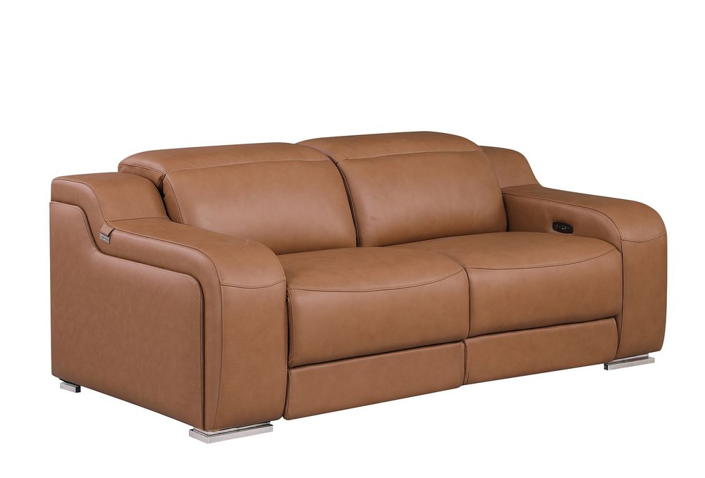 Three Piece Chestnut Leather Five Person Seating Set — view 9