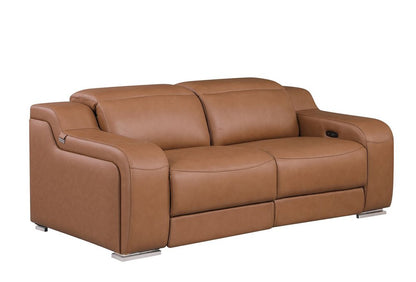 Three Piece Chestnut Leather Five Person Seating Set