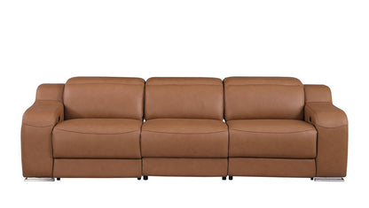 Three Piece Chestnut Leather Five Person Seating Set