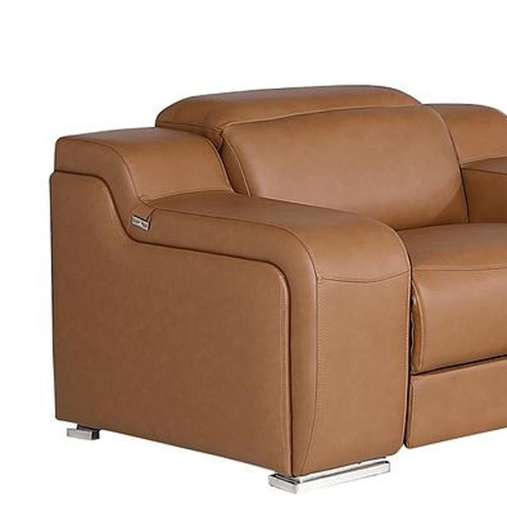 Three Piece Chestnut Leather Five Person Seating Set — view 12
