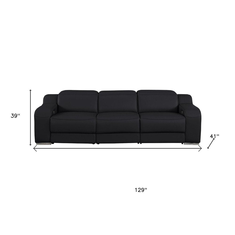 Three Piece Black Leather Six Person Seating Set — view 1