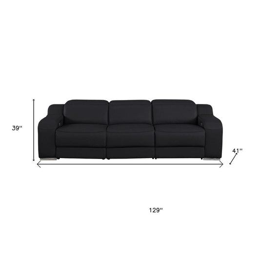 Three Piece Black Leather Six Person Seating Set