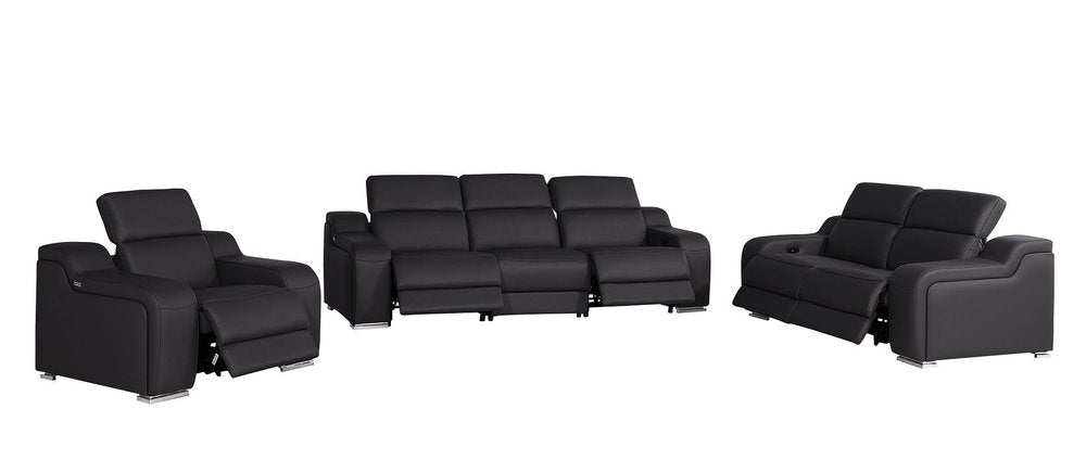 Three Piece Black Leather Six Person Seating Set — view 3