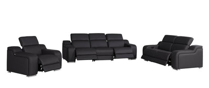 Three Piece Black Leather Six Person Seating Set