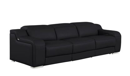Three Piece Black Leather Six Person Seating Set
