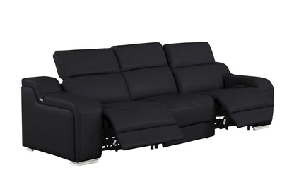 Three Piece Black Leather Six Person Seating Set