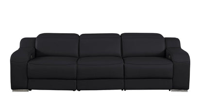 Three Piece Black Leather Six Person Seating Set