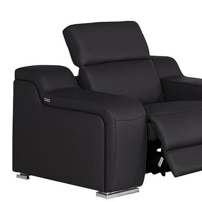 Three Piece Black Leather Six Person Seating Set