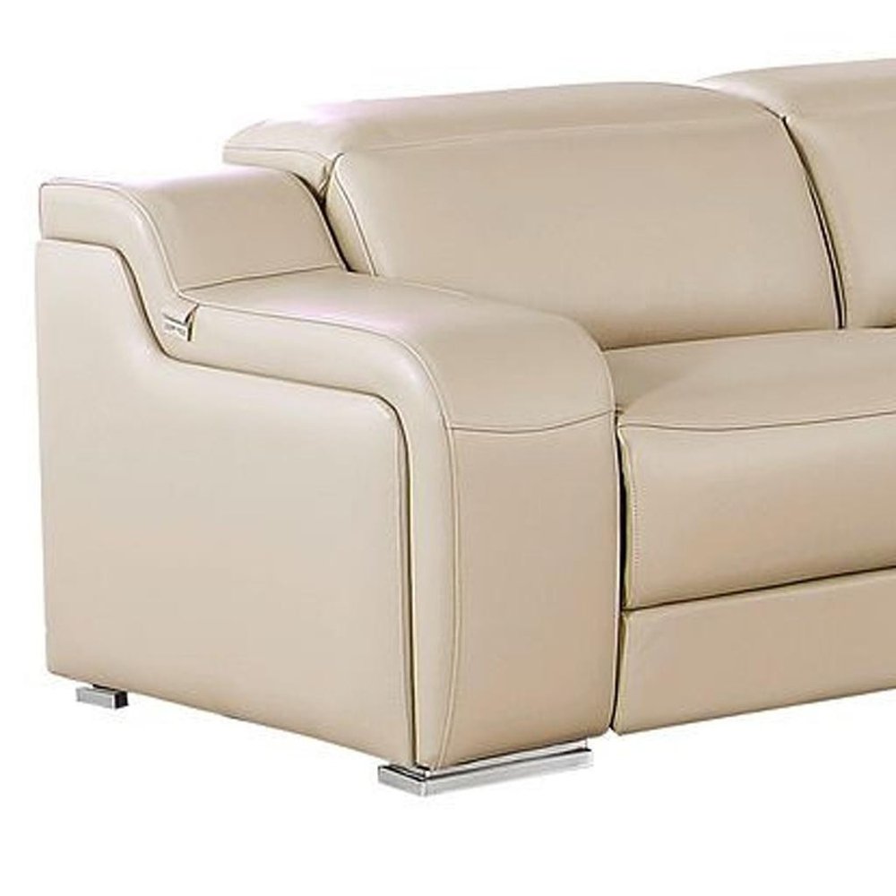 Two Piece Beige Leather Four Person Seating Set — view 8