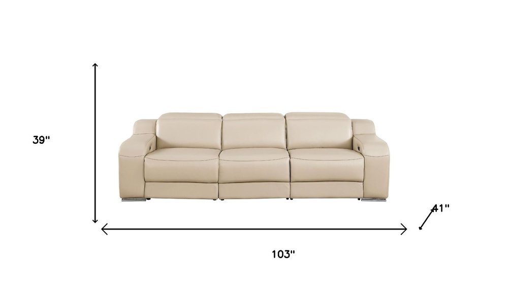 Two Piece Beige Leather Four Person Seating Set — view 9