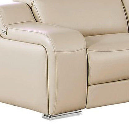 Two Piece Beige Leather Four Person Seating Set