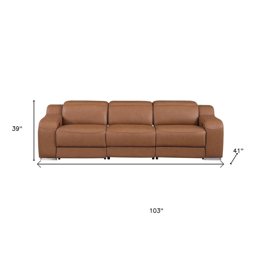 Two Piece Chestnut Leather Four Person Seating Set — view 1