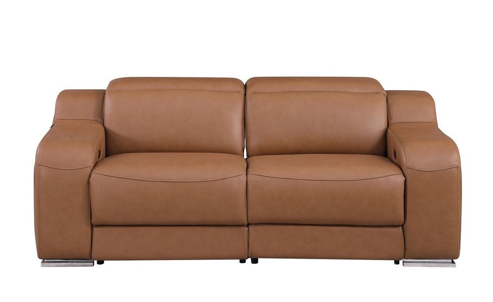 Two Piece Chestnut Leather Four Person Seating Set — view 7