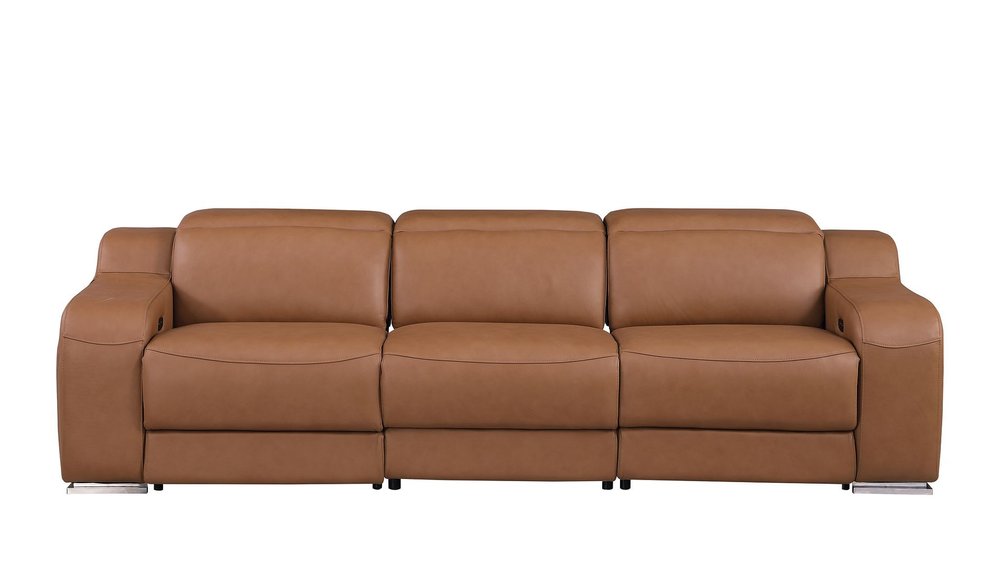 Two Piece Chestnut Leather Four Person Seating Set — view 9