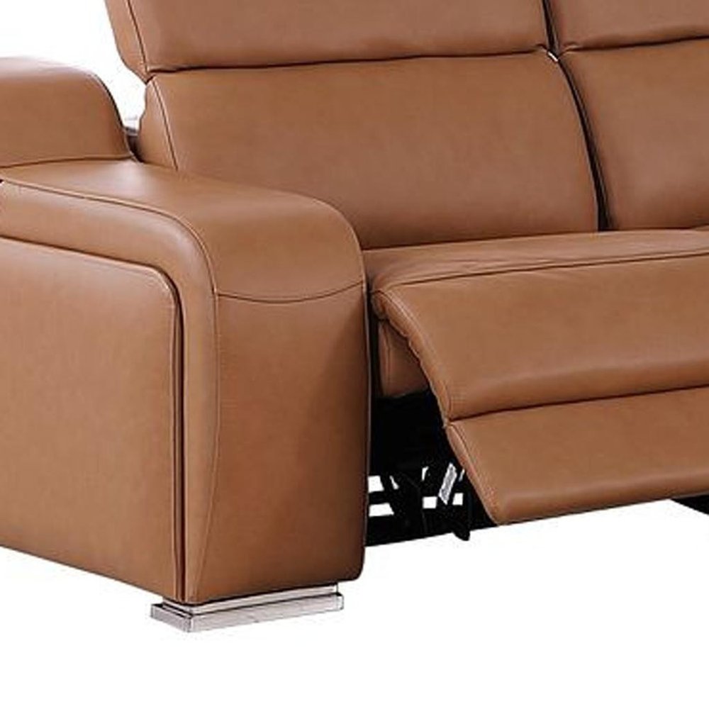 Two Piece Chestnut Leather Four Person Seating Set — view 10