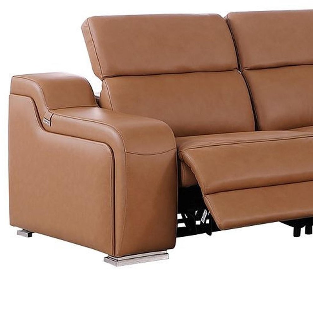 Two Piece Chestnut Leather Four Person Seating Set — view 11