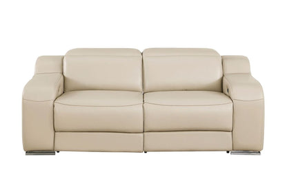 Three Piece Beige Leather Six Person Seating Set