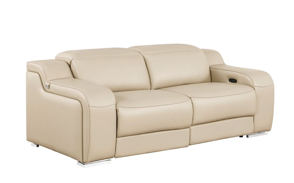 Three Piece Beige Leather Six Person Seating Set — view 8