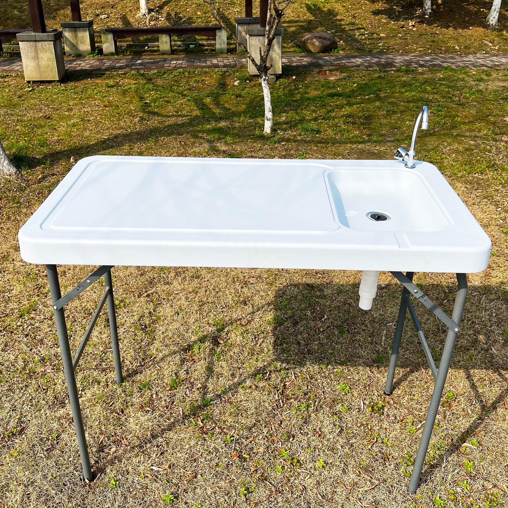 Outdoor Fish and Game Cutting Cleaning Table w/Sink and Faucet - FurniFindUSA