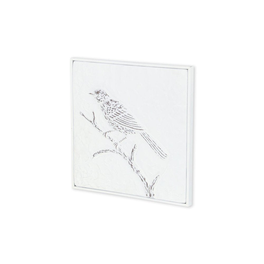 10" X 10" White Bird Metal Square Hanging Wall Decor — view 3