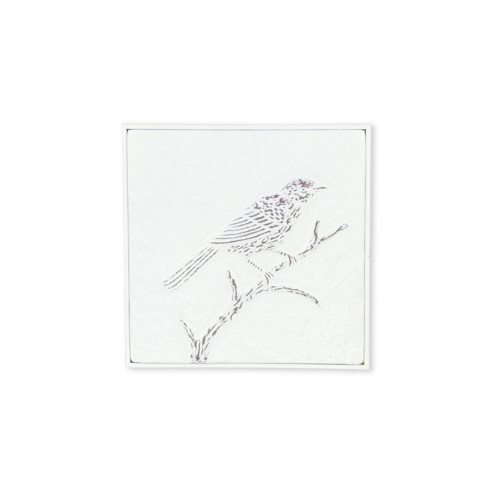 10" X 10" White Bird Metal Square Hanging Wall Decor — view 7