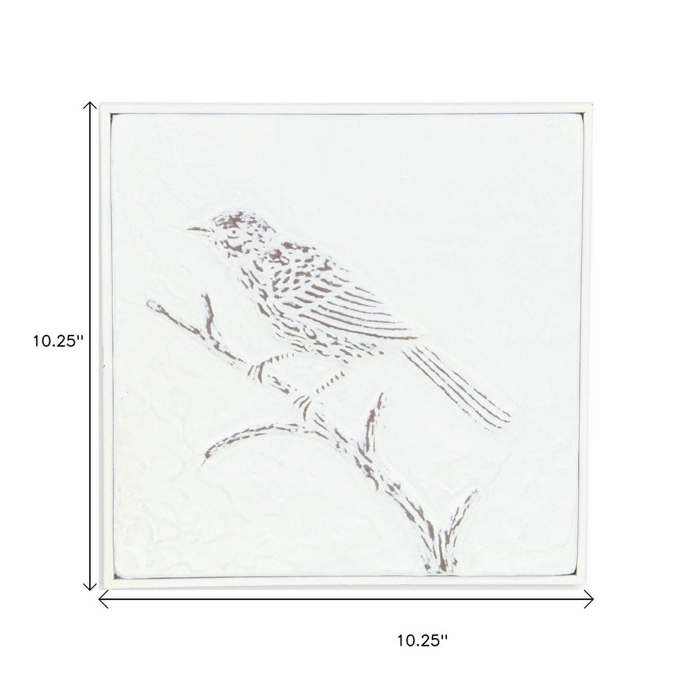 10" X 10" White Bird Metal Square Hanging Wall Decor — view 8
