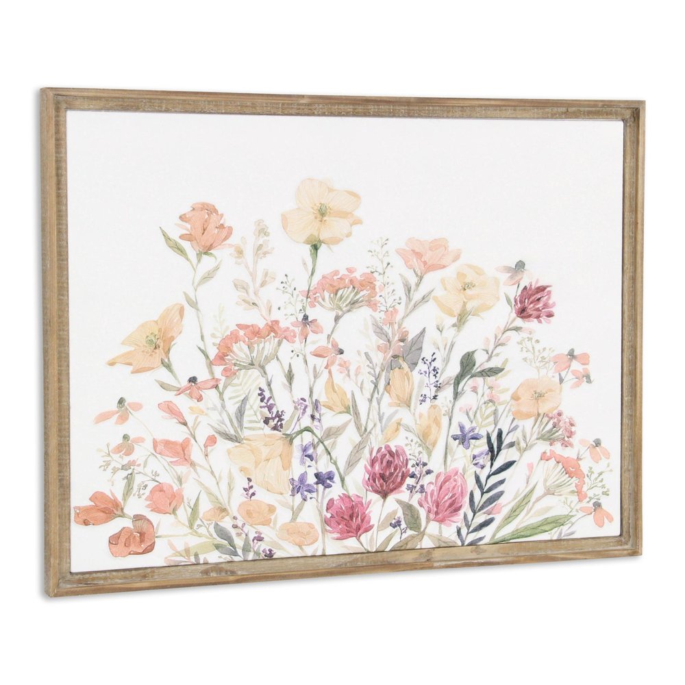 24" X 32" Natural And White Flower Bouquet Metal And Wood Framed Art — view 2