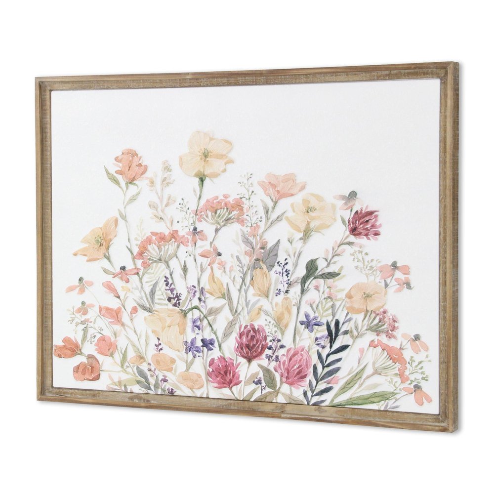 24" X 32" Natural And White Flower Bouquet Metal And Wood Framed Art — view 3