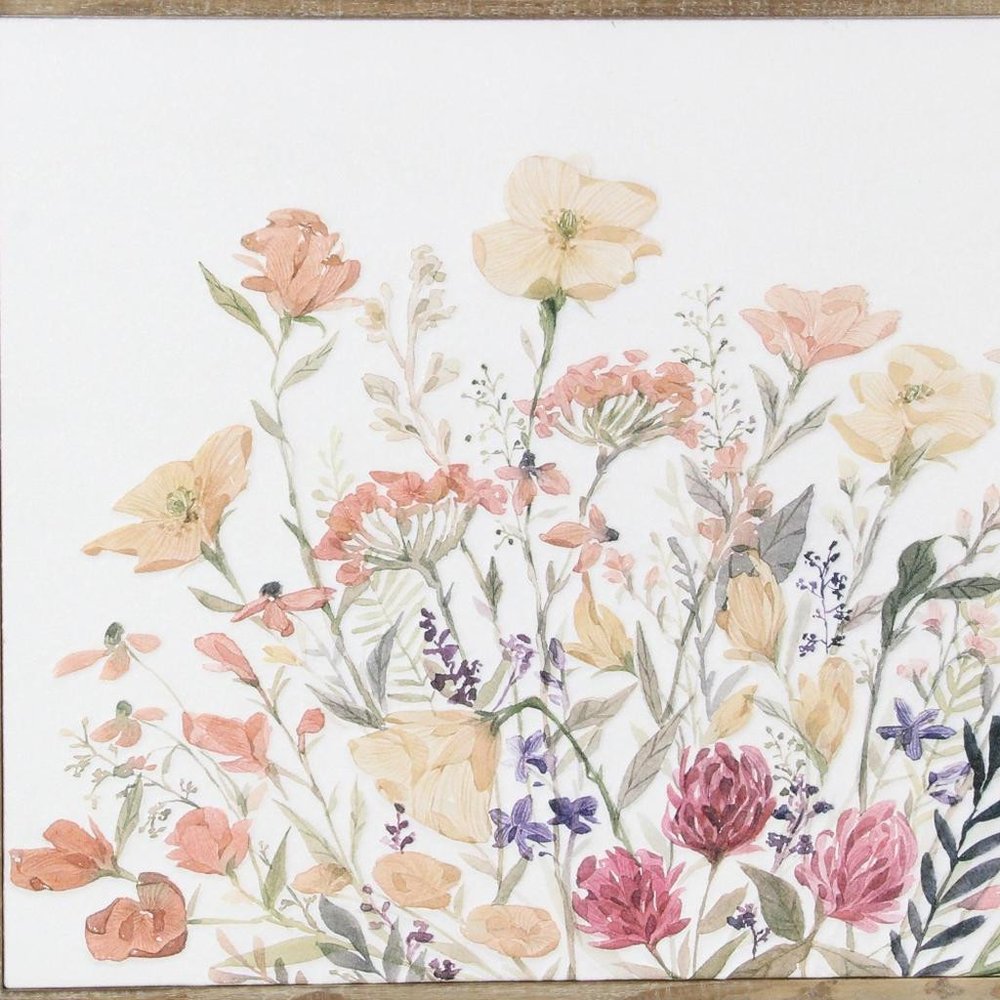 24" X 32" Natural And White Flower Bouquet Metal And Wood Framed Art — view 6