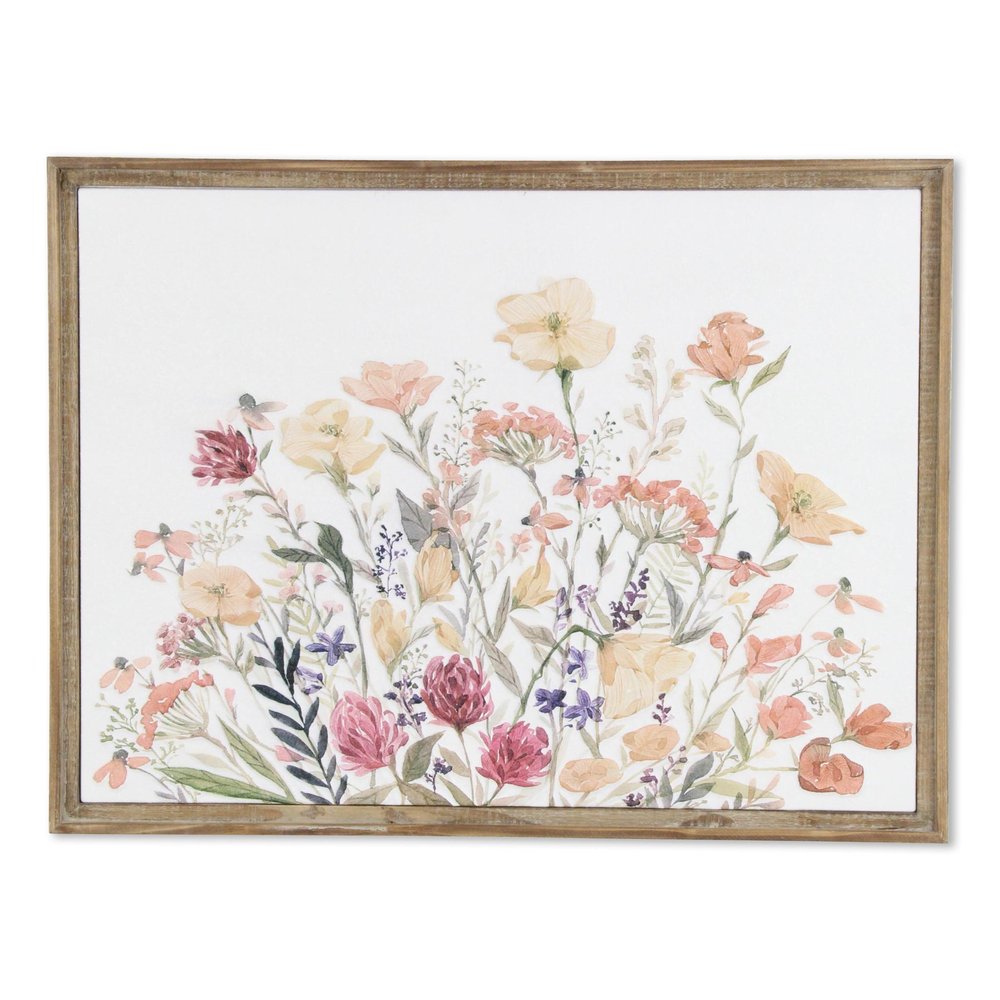 24" X 32" Natural And White Flower Bouquet Metal And Wood Framed Art — view 7