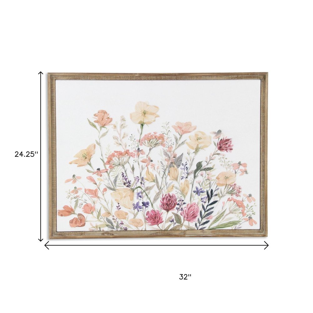 24" X 32" Natural And White Flower Bouquet Metal And Wood Framed Art — view 8