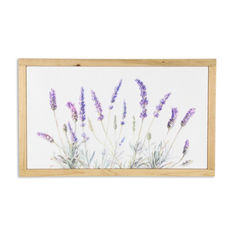 16" X 26" Natural White And Lavender Floral Wood Framed Art — view 1