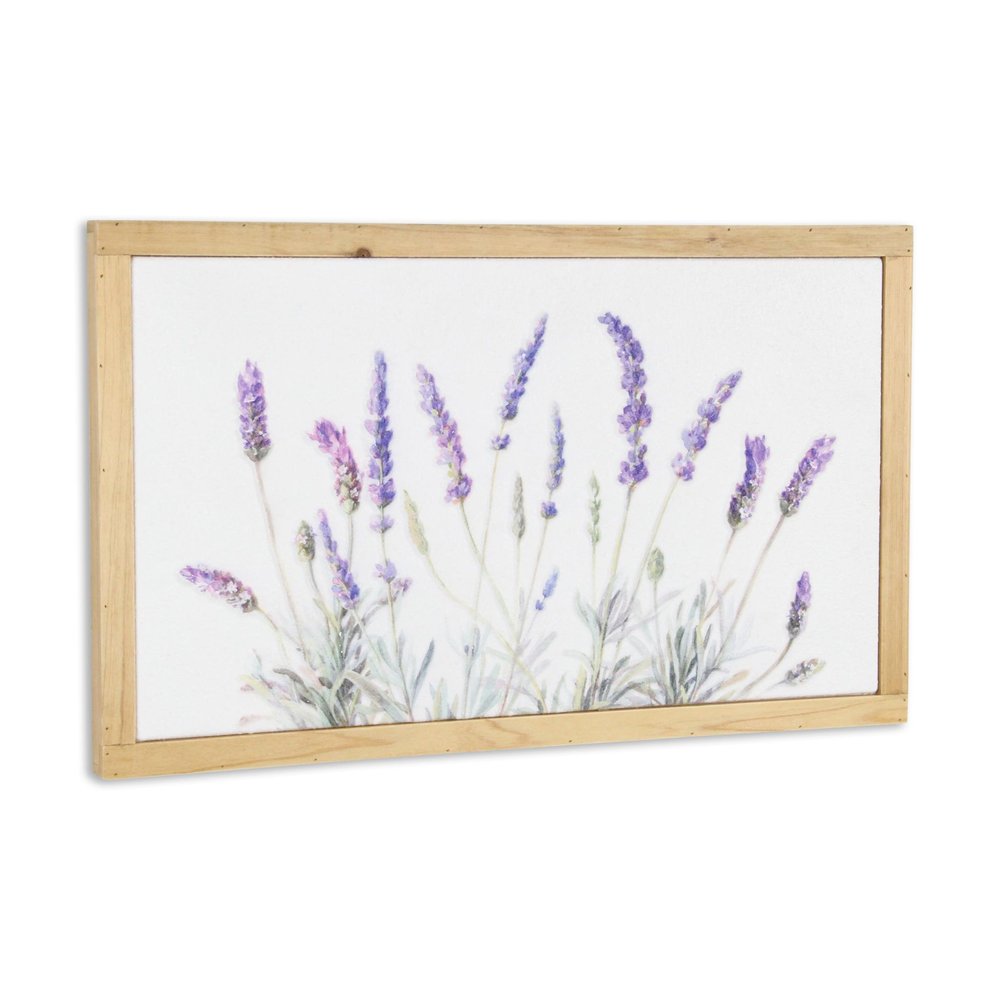 16" X 26" Natural White And Lavender Floral Wood Framed Art — view 2