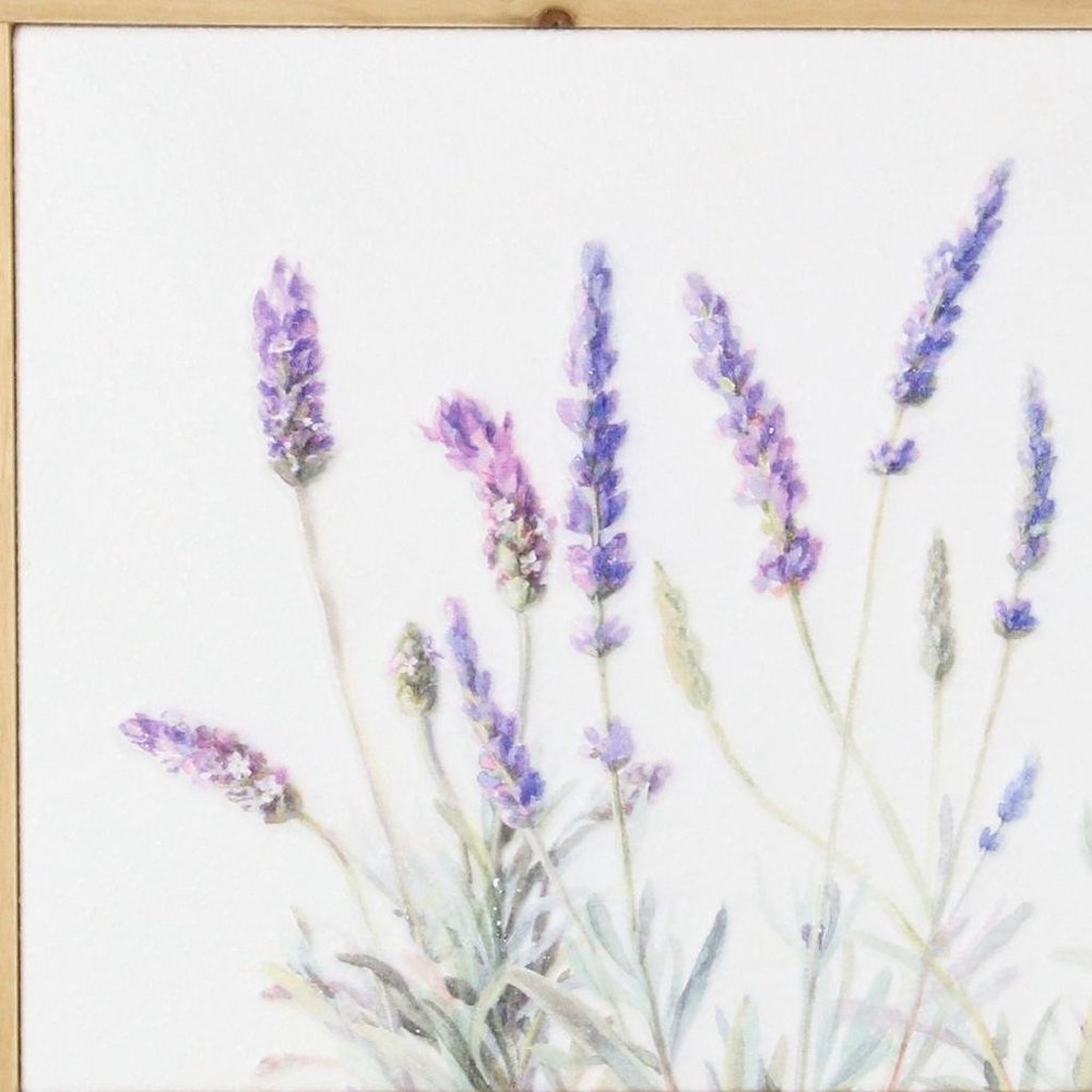 16" X 26" Natural White And Lavender Floral Wood Framed Art — view 7