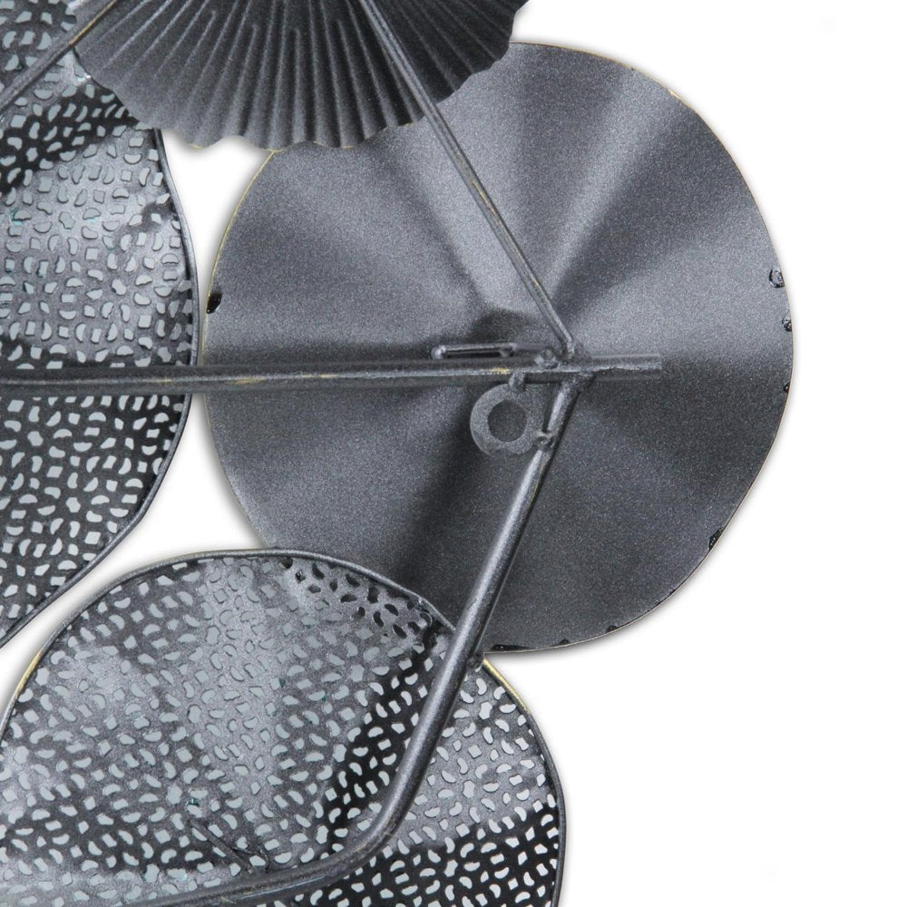 24" X 44" Aqua Charcoal And Silver Abstract Metal Round Discs Hanging Dimensional Sculpture — view 4