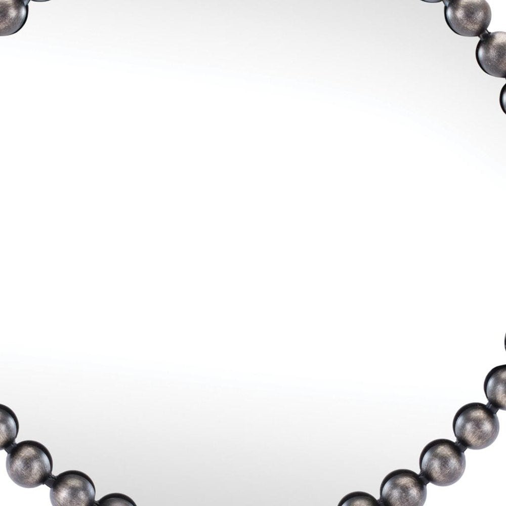 24" Dark Gray Iron Beaded Round Accent Mirror HomeRoots