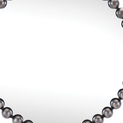 24" Dark Gray Iron Beaded Round Accent Mirror HomeRoots